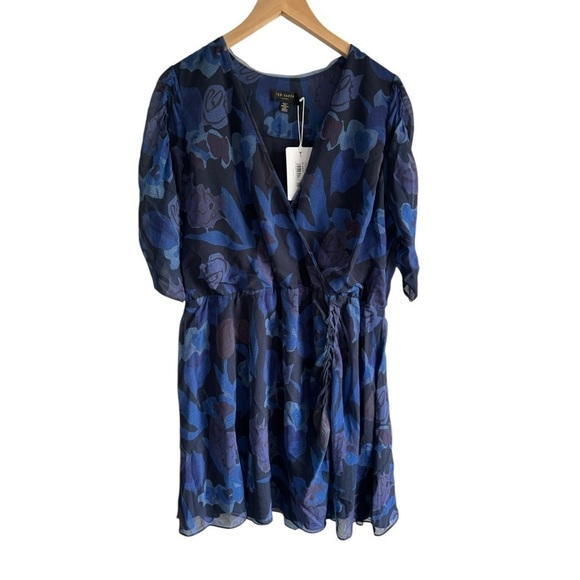 Ted Baker London Julea Floral Mini XL Navy Dress - Picture 3 of 8